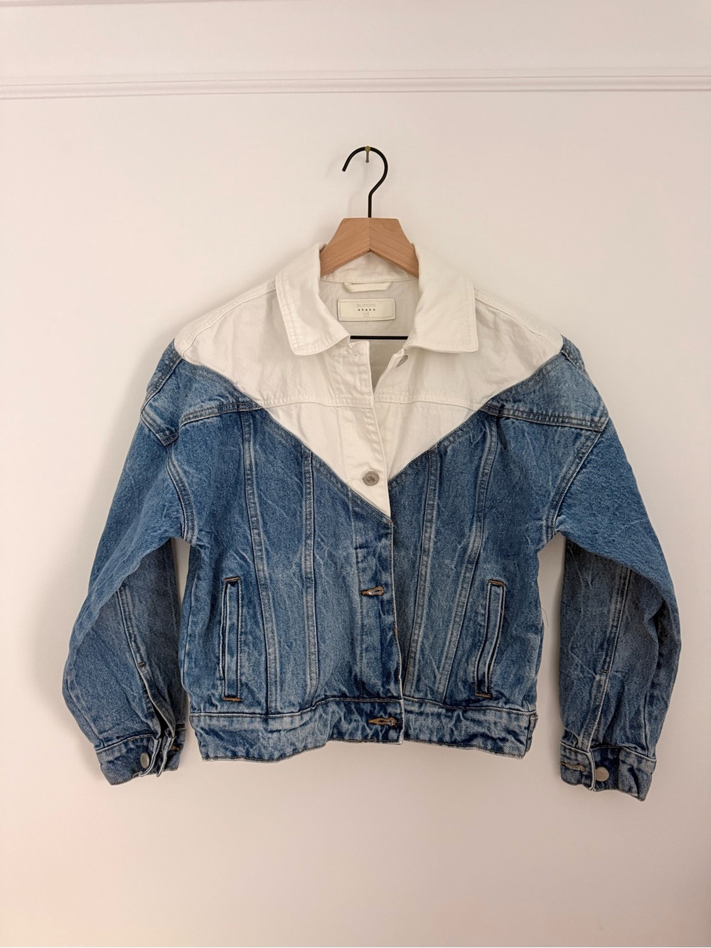 Two-Tone Denim Jacket with White Yoke